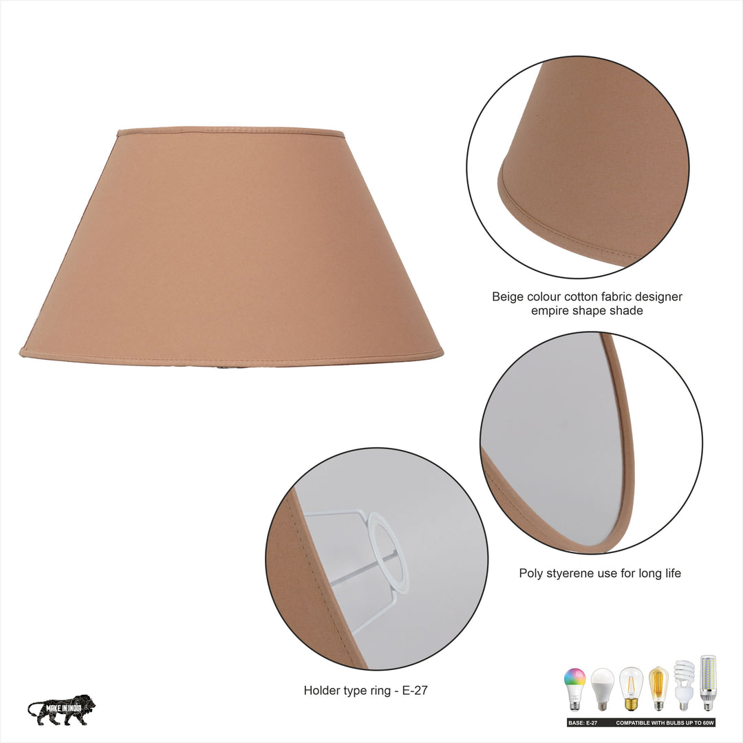 Beige Cotton Empire Solid Lamp Shade - 40 CM