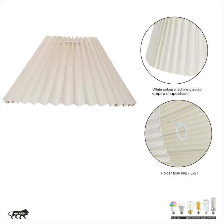 SIRENE Off-White Cotton Machine Pleated Lampshade - 25 CM