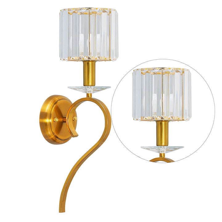 Amelia Single Light Metal and Crystal Wall Light