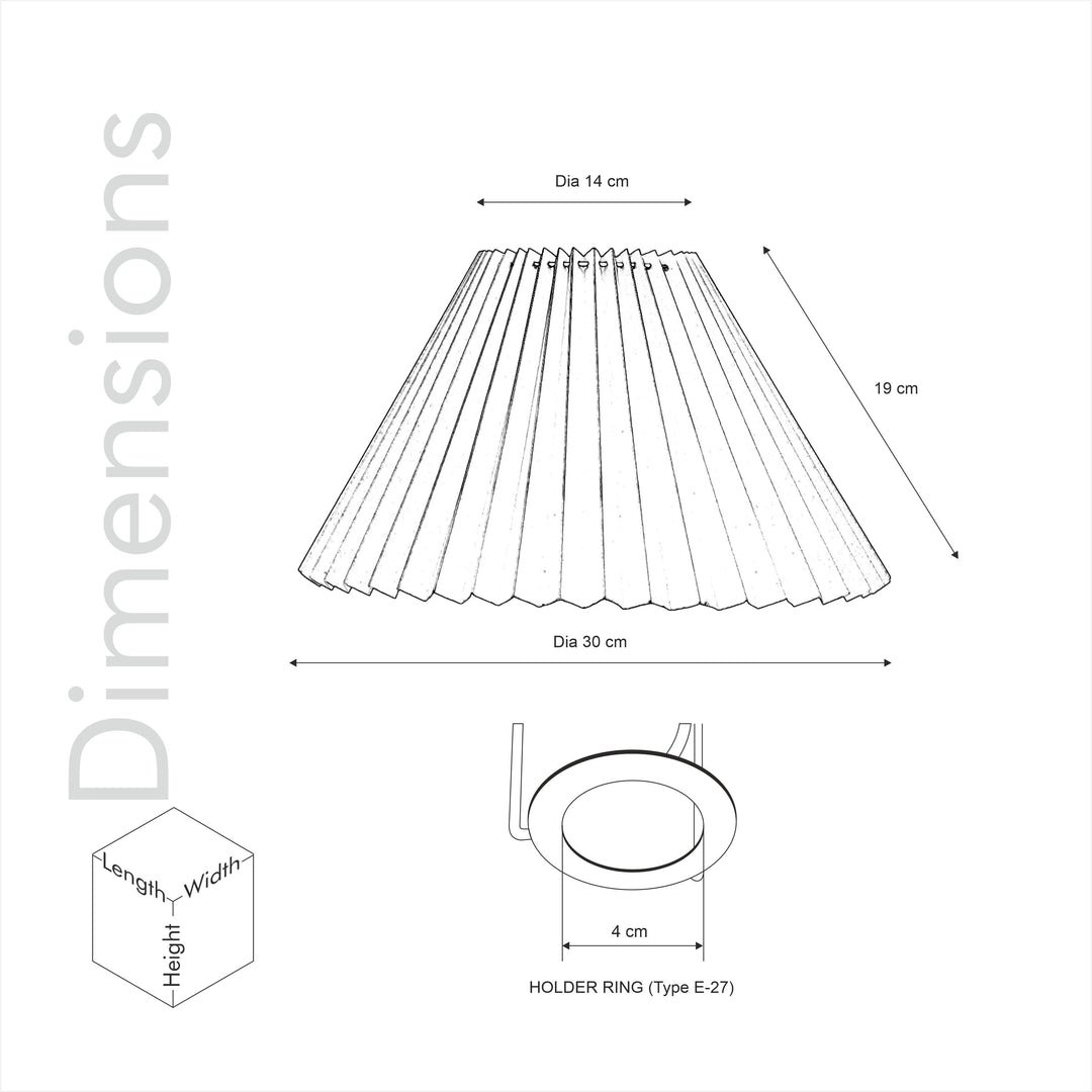 JOANNA Off-White Cotton Machine Pleated Lampshade - 30 CM