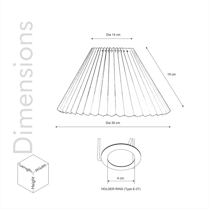 JOANNA Off-White Cotton Machine Pleated Lampshade - 30 CM