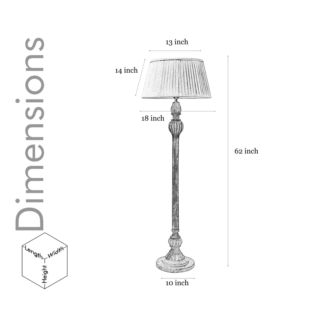 SOBER Wood Single Light Floor Lamp With Cotton Beige Shade