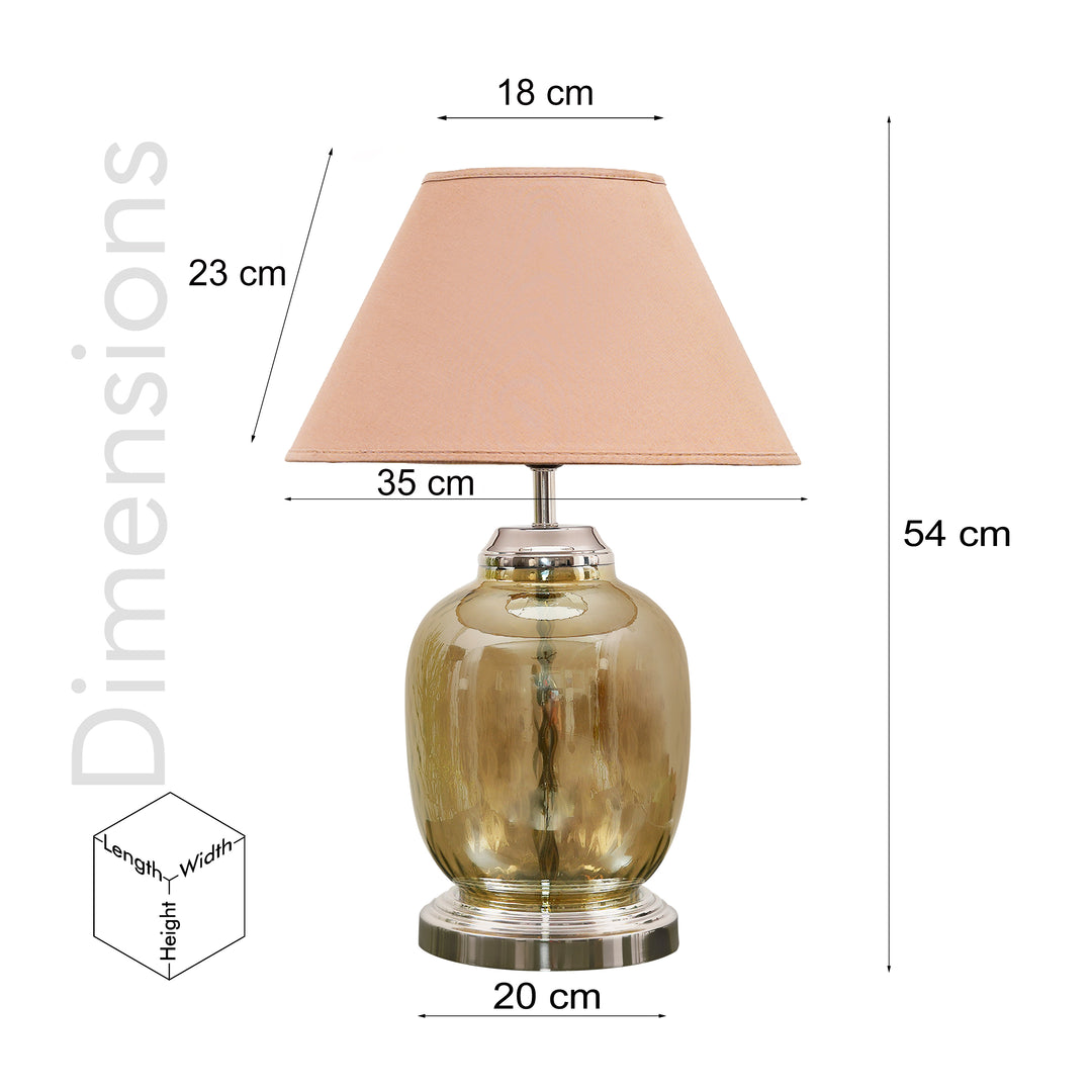 ESAROSA Smoke and Nickel Finish Table Lamp With Cotton Shade