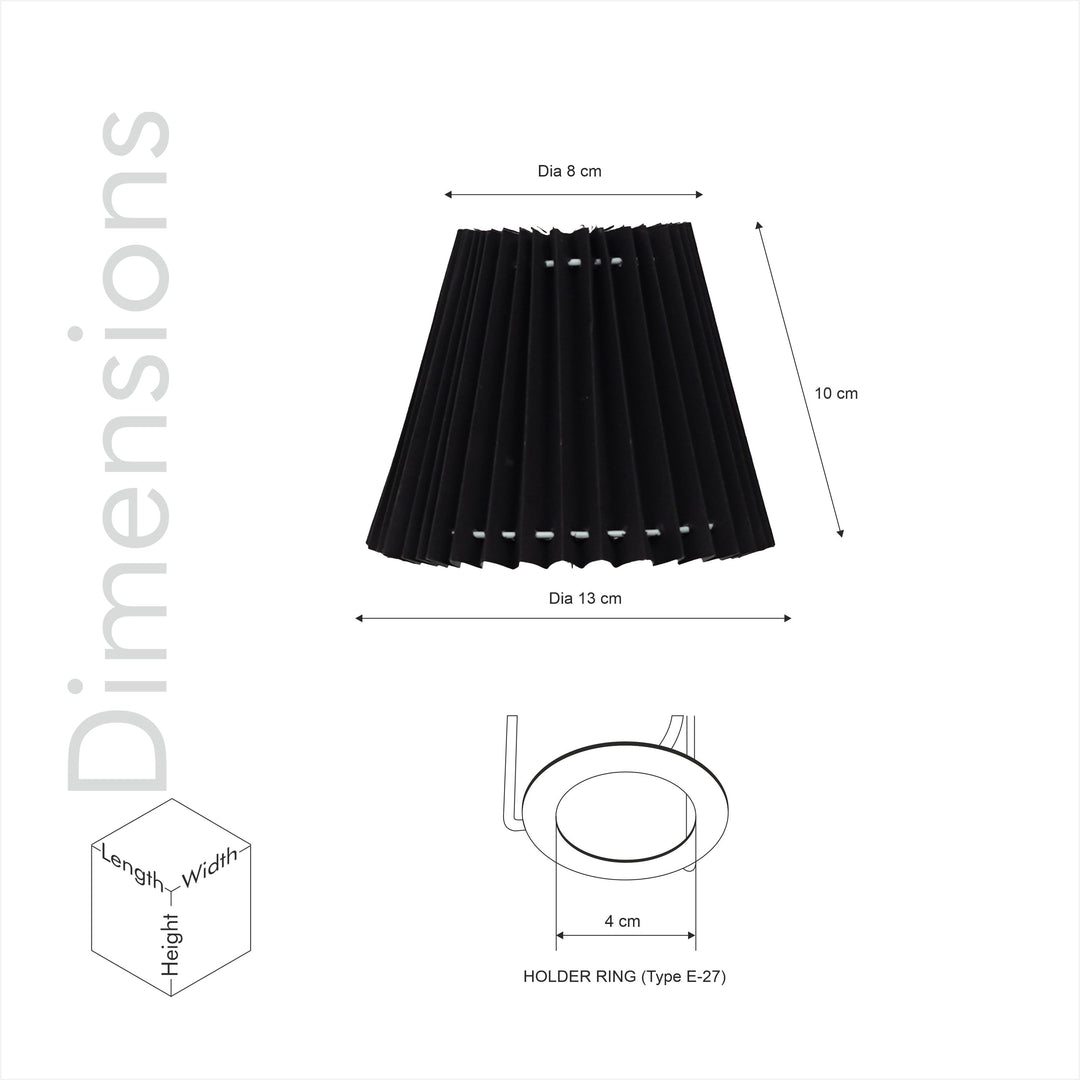 OASIS Black Cotton Machine Pleated Lampshade- 13 CM