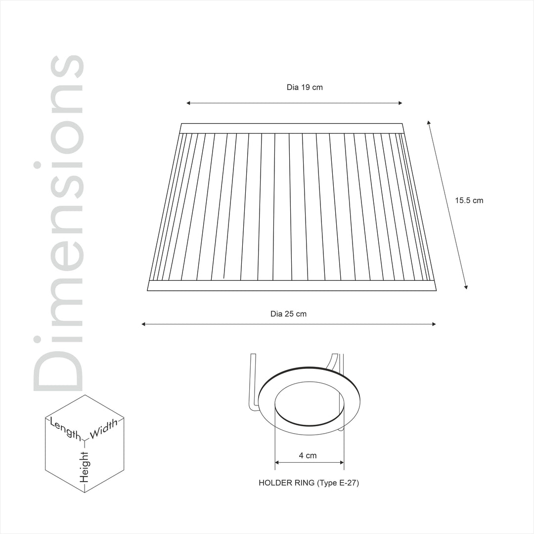 JOSEPHINE Beige Cotton Fabric Knife Pleated Drum Shade - 25 CM