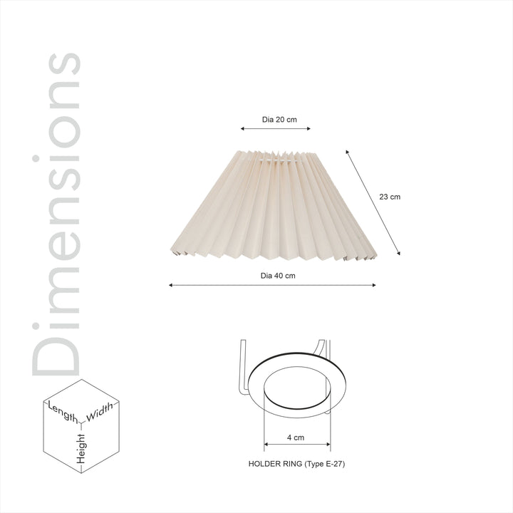 SPICO Off-White Cotton Machine Pleated Lampshade – 40 cm