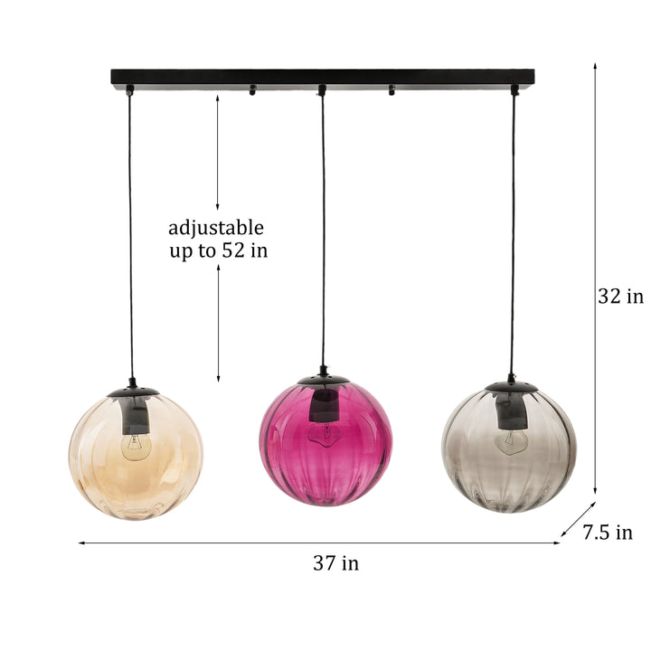 Frances 3 Light Multi Color Glass Hanging Light