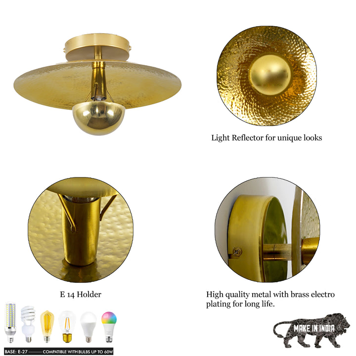 BERK Brass Finish Metal Ceiling Light