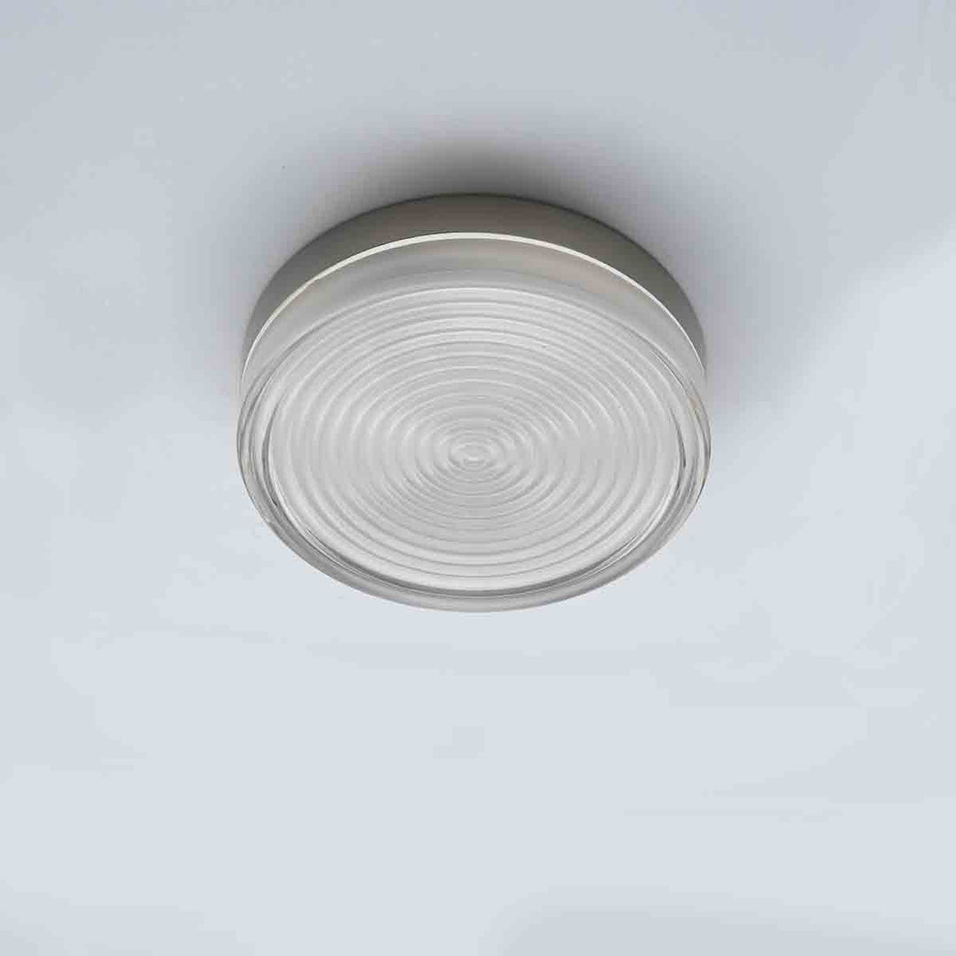 Alharo Large Round Flush Ceiling Light In Nickel Finish