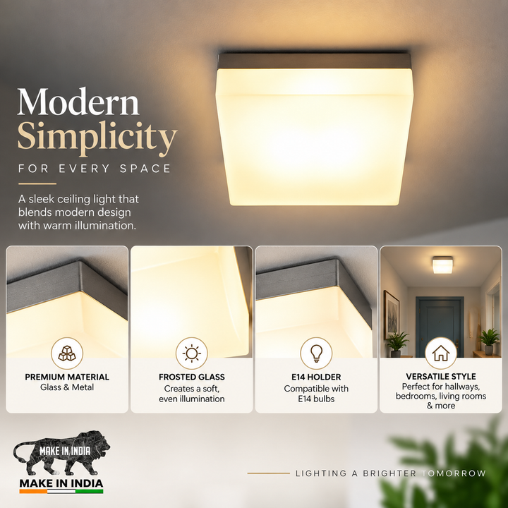 SALINA Square Large Flush Ceiling Light In Grey Finish