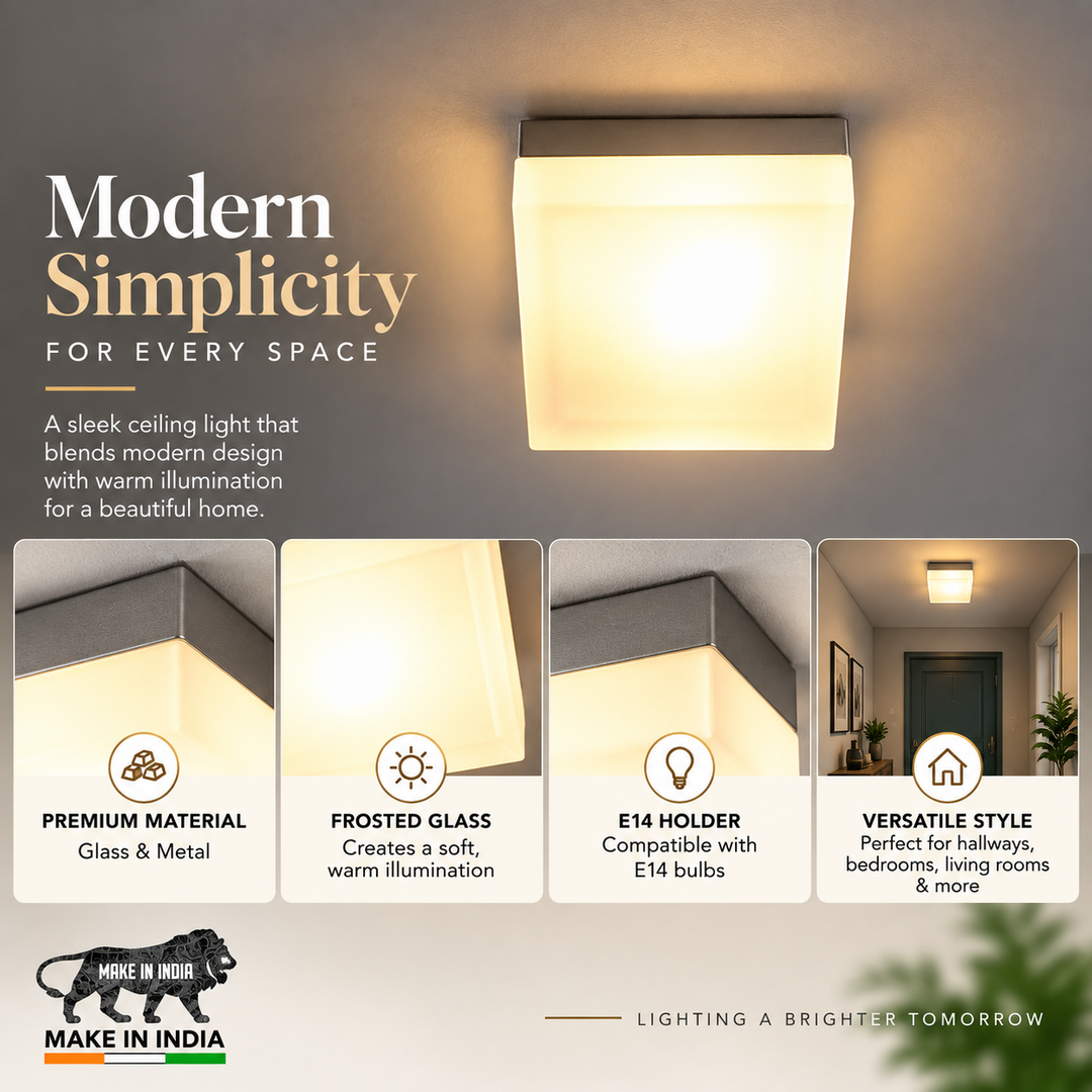SALINA Square Flush Ceiling Light In Grey Finish