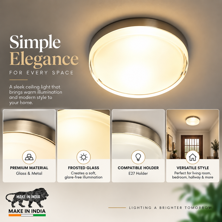 HANNA Round Large Flush Ceiling Light in Nickel Finish