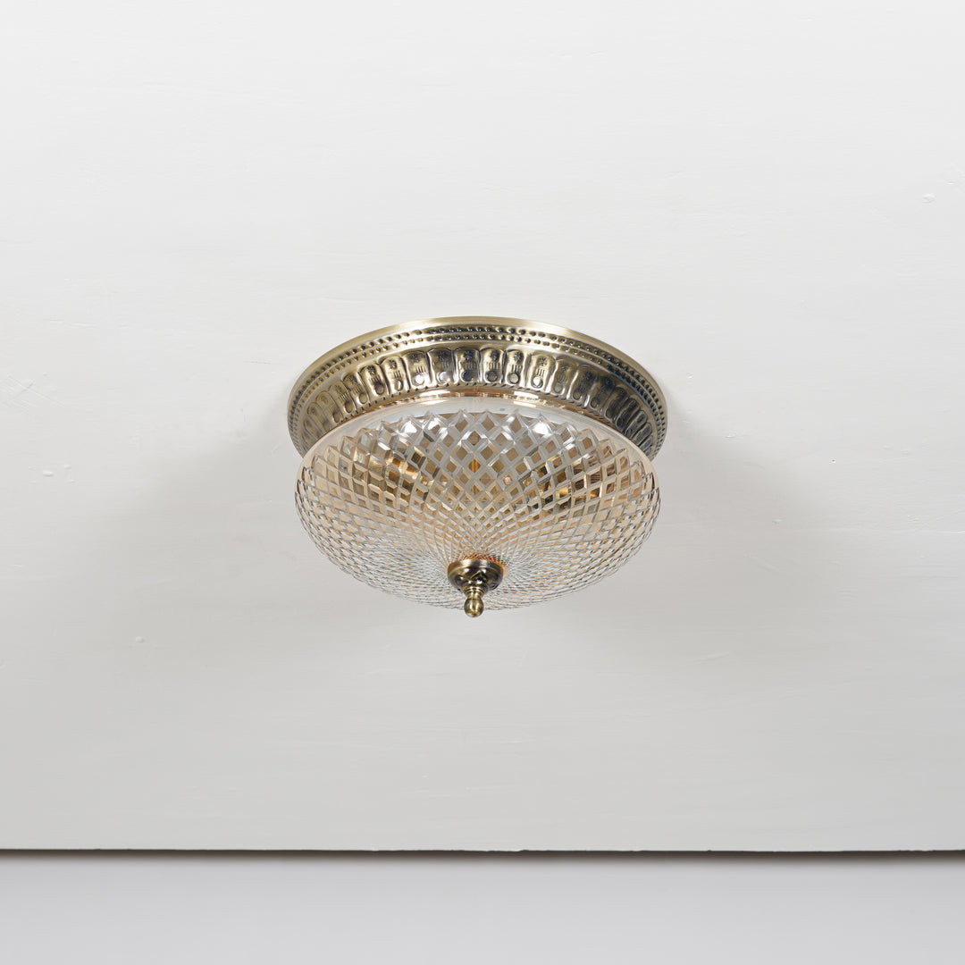 ORLENA Premium Diamond-Cut Glass Ceiling Light with Antique Brass Finish