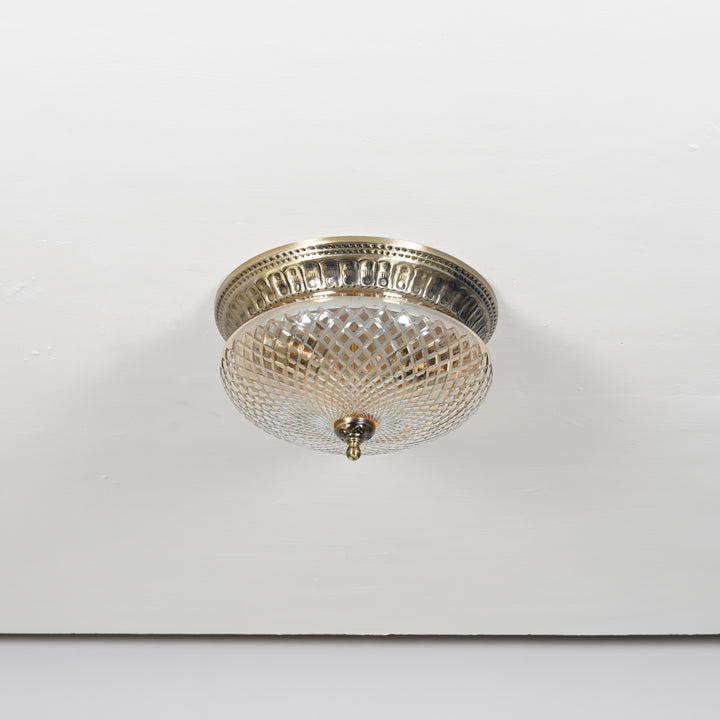 ORLENA Premium Diamond-Cut Glass Ceiling Light with Antique Brass Finish
