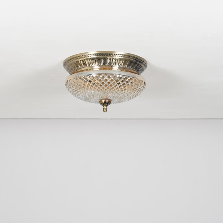 ORLENA Premium Diamond-Cut Glass Ceiling Light with Antique Brass Finish