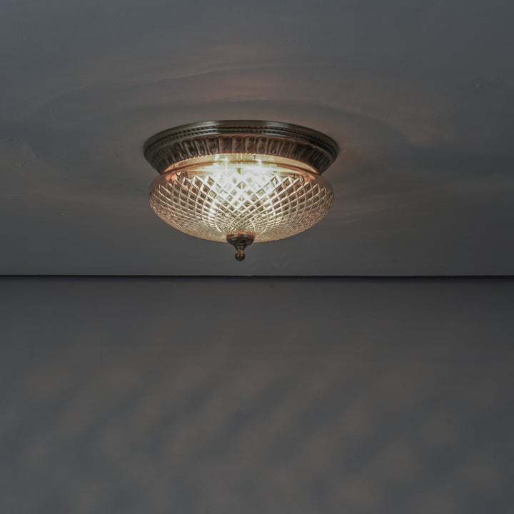 ORLENA Premium Diamond-Cut Glass Ceiling Light with Antique Brass Finish