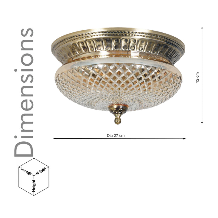 ORLENA Premium Diamond-Cut Glass Ceiling Light with Antique Brass Finish