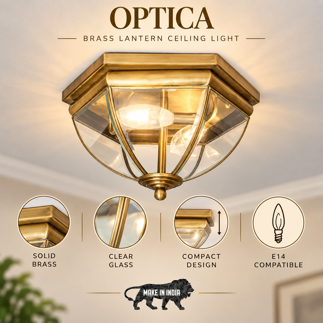 OPTICA Brass Lantern Ceiling Light