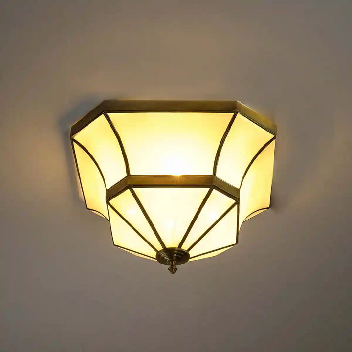 Mashiko Brass and Glass Ceiling Light