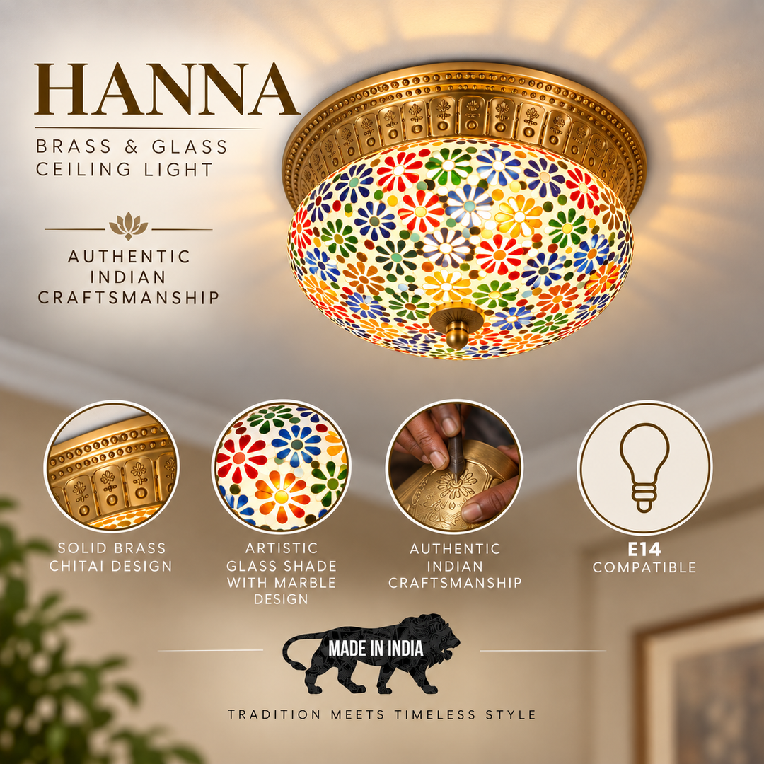 HANNA Brass and Glass Ceiling Light
