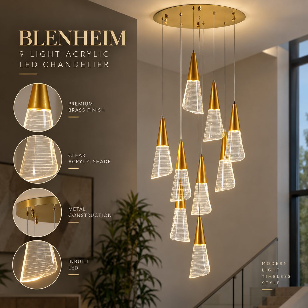 BLENHEIM  9 Light Acrylic LED Chandelier