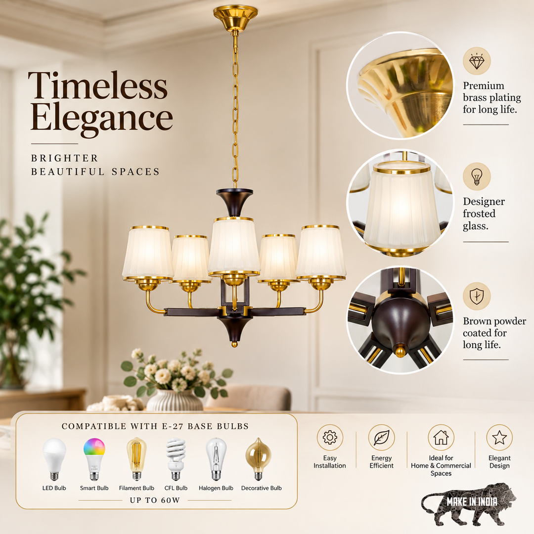 HARTLAND 5 Light Metal and Wood Fusion Chandelier
