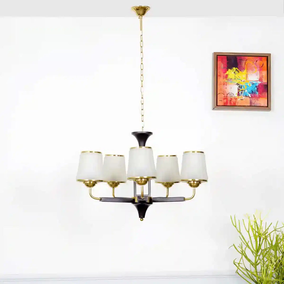 Hartland 5 Light Metal and Wood Fusion Chandelier