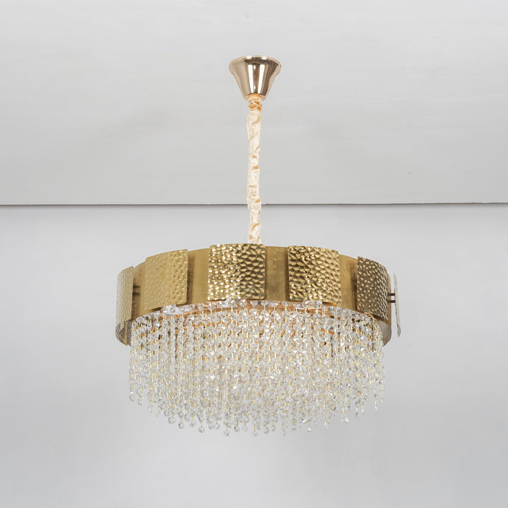 ELLIE 12-Light Gold Metal Crystal Chandelier with LED Filament Bulbs (E14 Holders, Bulbs Included)