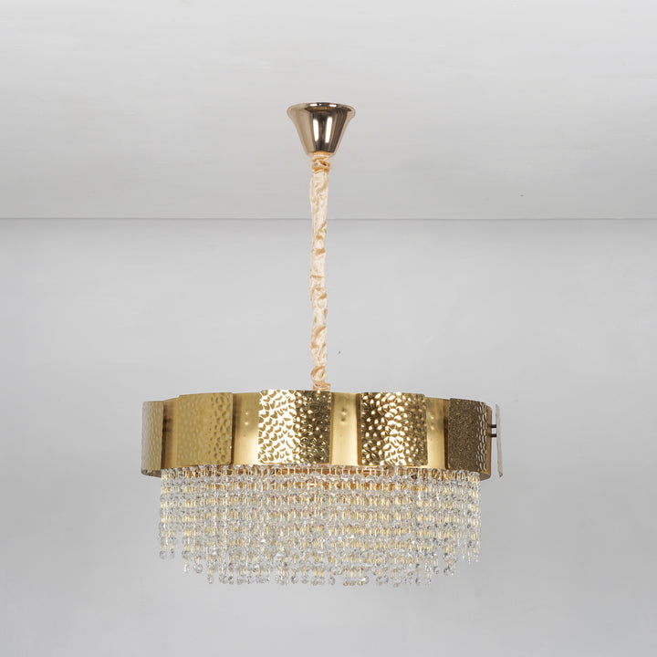 ELLIE 12-Light Gold Metal Crystal Chandelier with LED Filament Bulbs (E14 Holders, Bulbs Included)