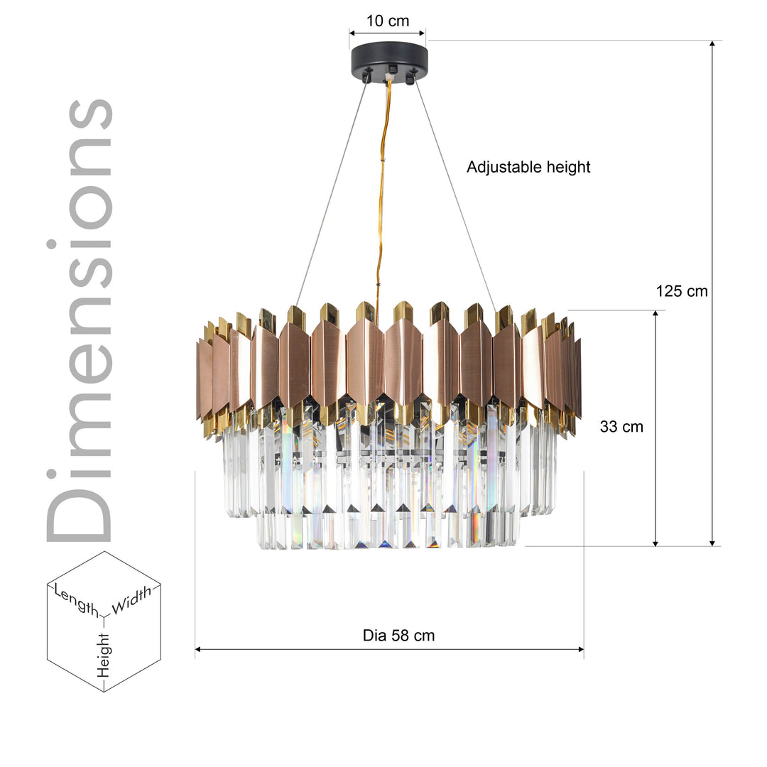 PHANTOM 9-Light Brass Finish Metal & Crystal Premium Chandelier