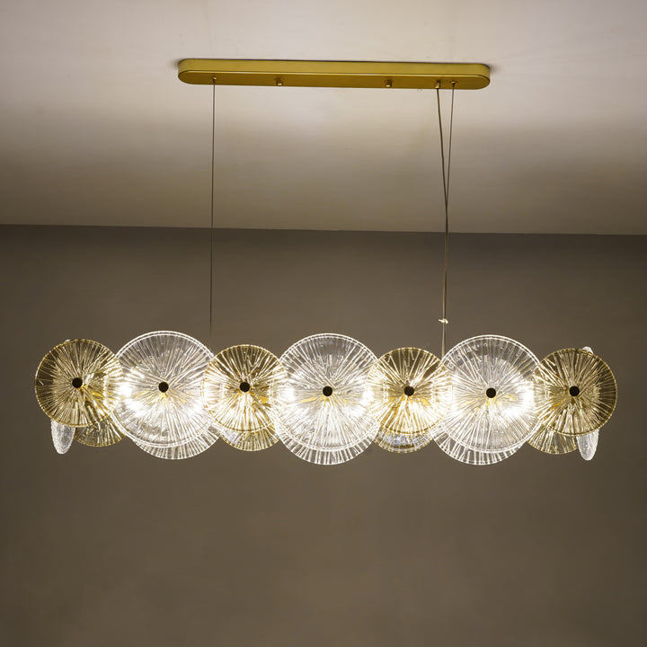 SHINING Shield Cut Work Glass Elite Look Chandelier