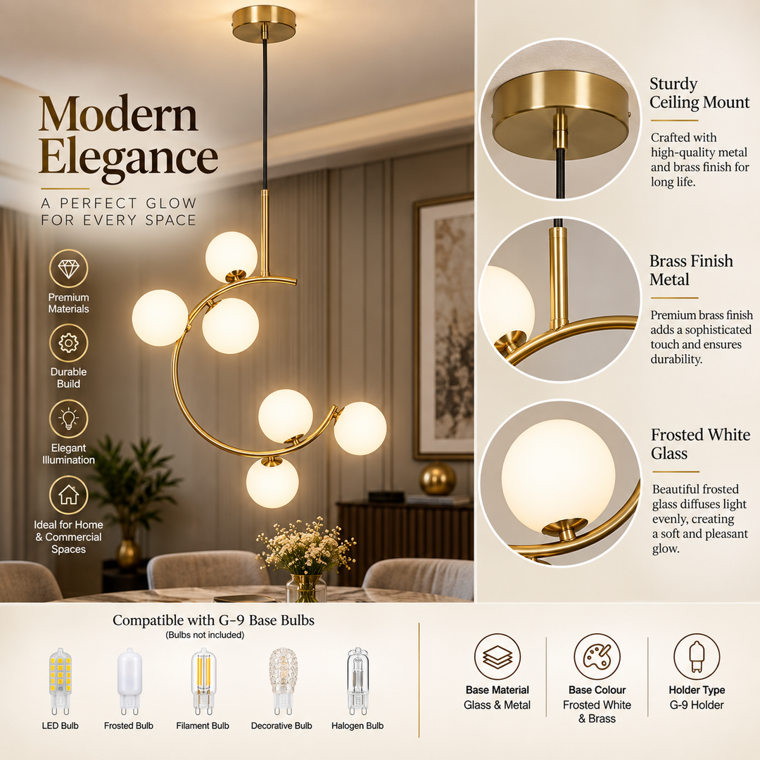 GLOSTER  Contemporary White Glass Premium Ball  Chandelier