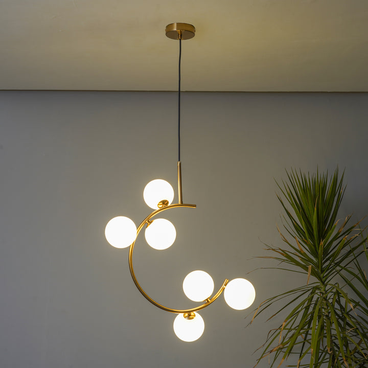 GLOSTER  Contemporary White Glass Premium Ball  Chandelier
