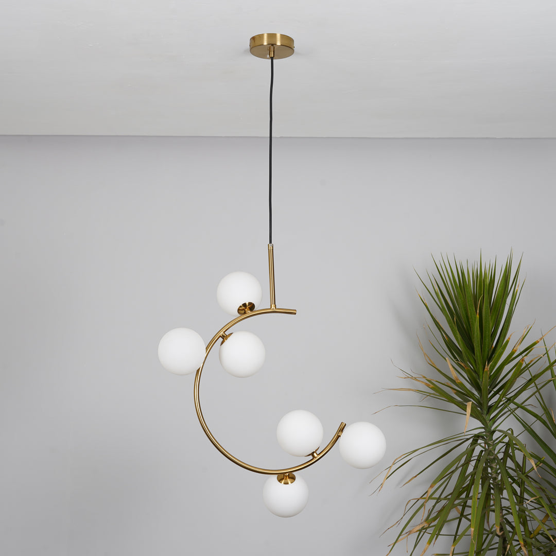 GLOSTER  Contemporary White Glass Premium Ball  Chandelier