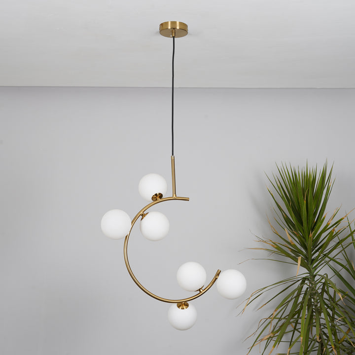 GLOSTER  Contemporary White Glass Premium Ball  Chandelier