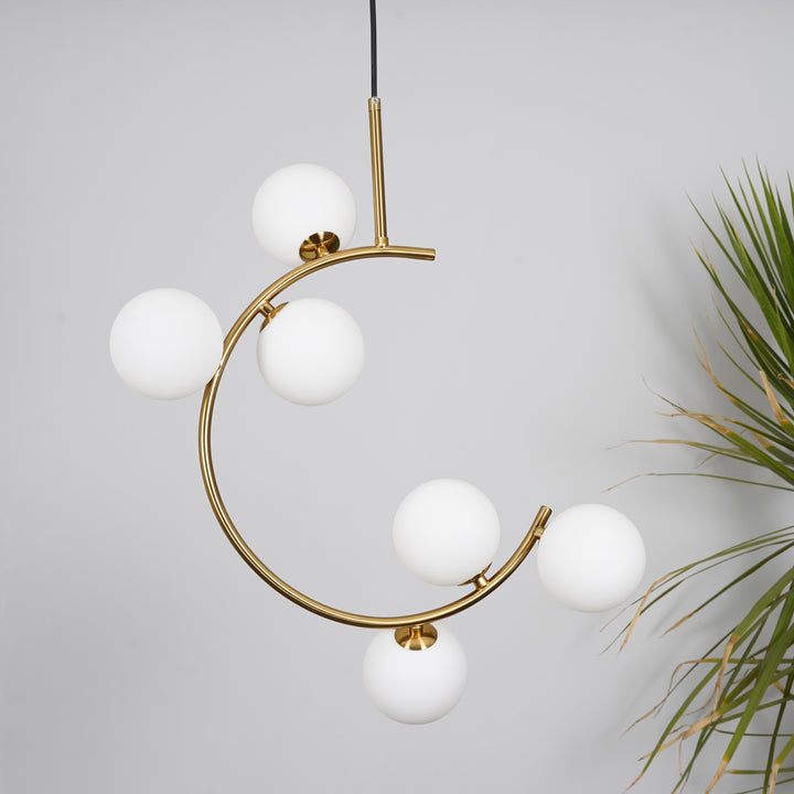 GLOSTER  Contemporary White Glass Premium Ball  Chandelier