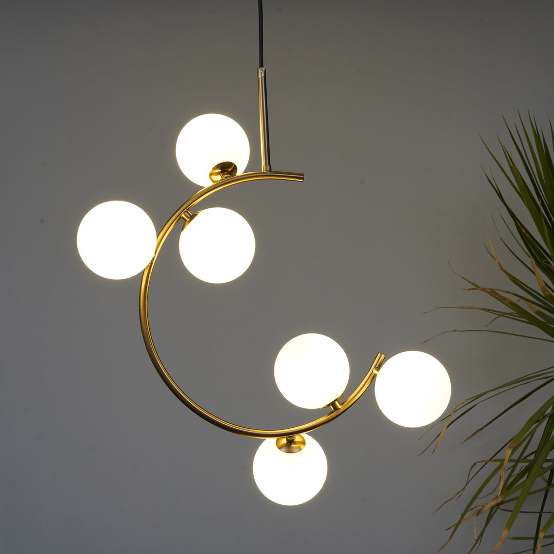 GLOSTER  Contemporary White Glass Premium Ball  Chandelier