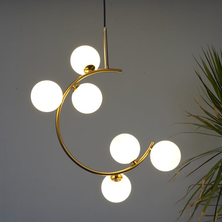 GLOSTER  Contemporary White Glass Premium Ball  Chandelier