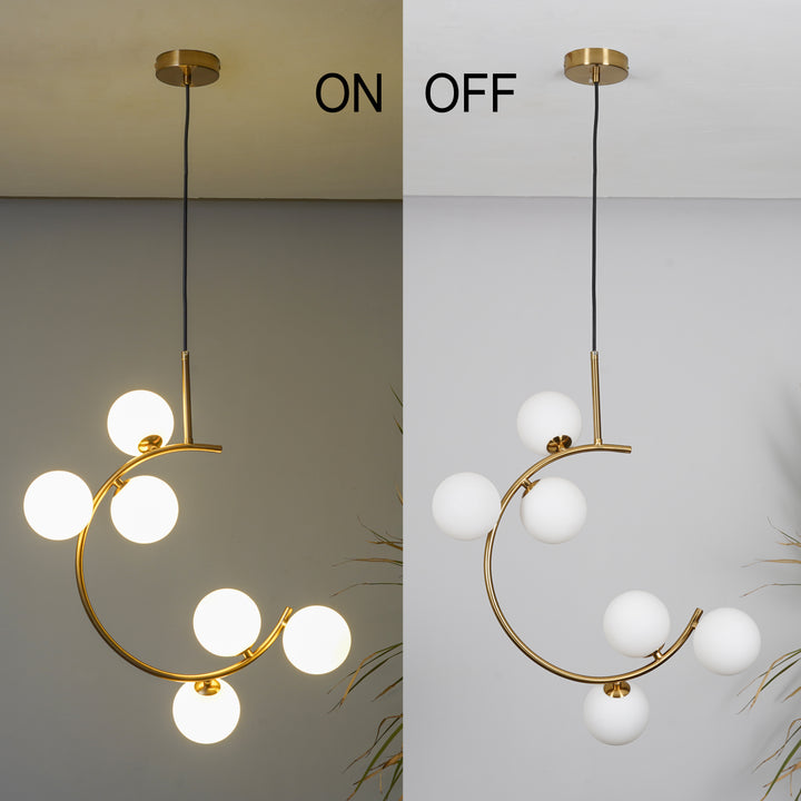 GLOSTER  Contemporary White Glass Premium Ball  Chandelier
