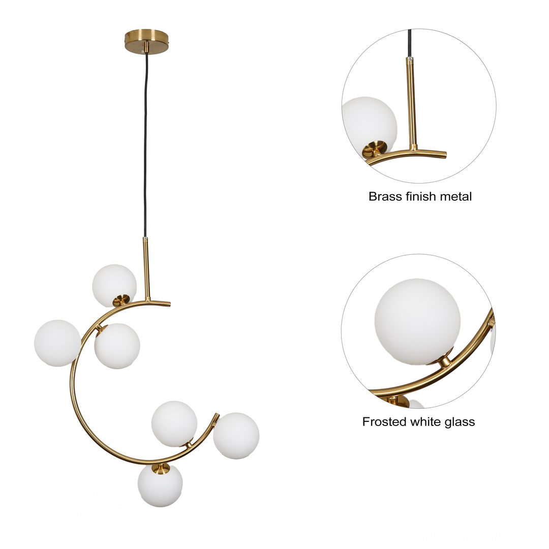 GLOSTER  Contemporary White Glass Premium Ball  Chandelier