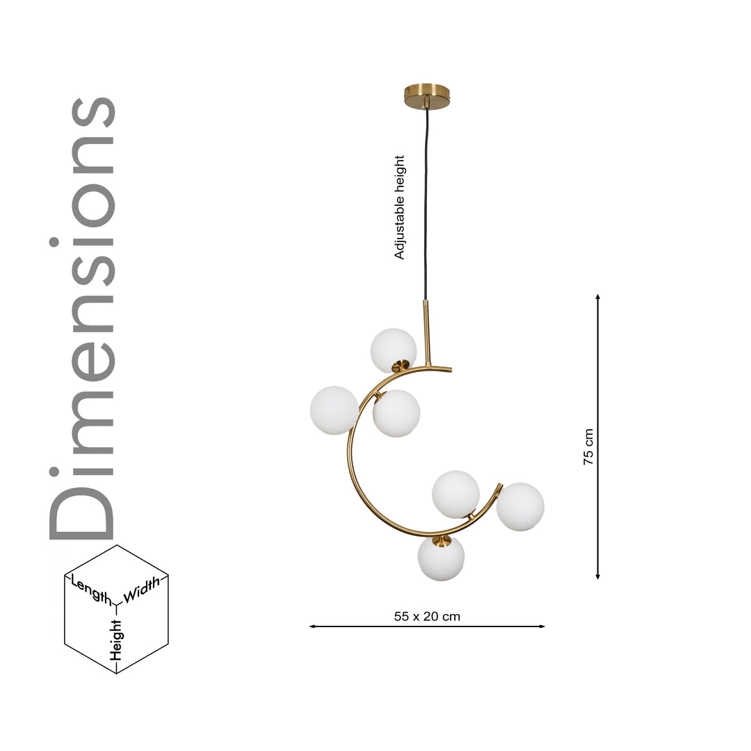 GLOSTER  Contemporary White Glass Premium Ball  Chandelier