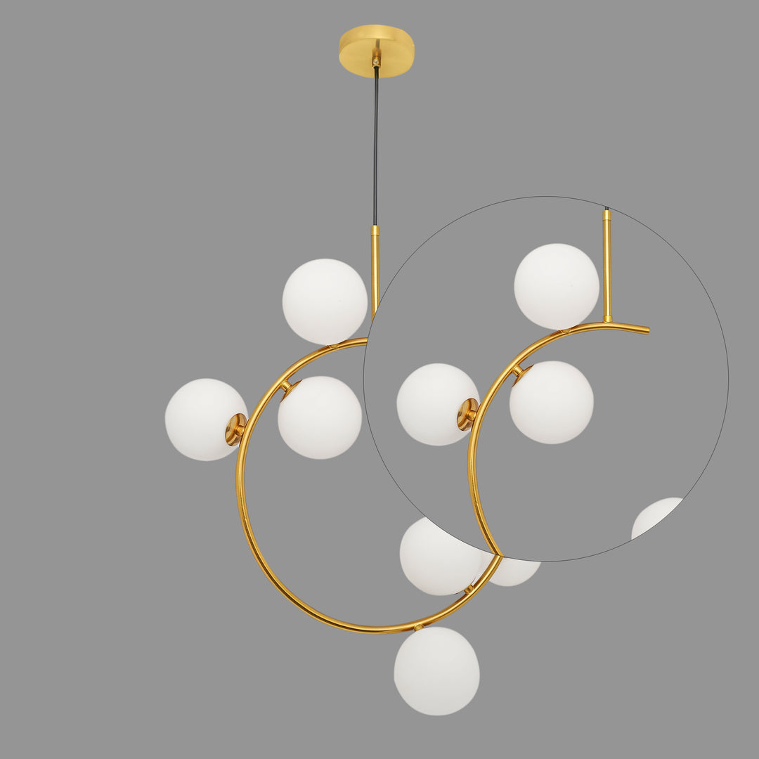 Gloster  Contemporary White Glass Premium Ball  Chandelier