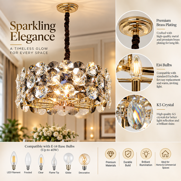 PALAZZO 12 Light Modern & Contemporary Crystal Chandelier