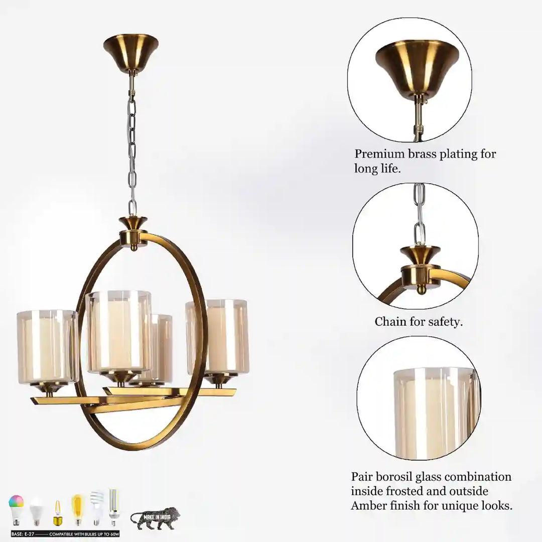 Masakee Four Light Brass Finish Contemporary Chandelier