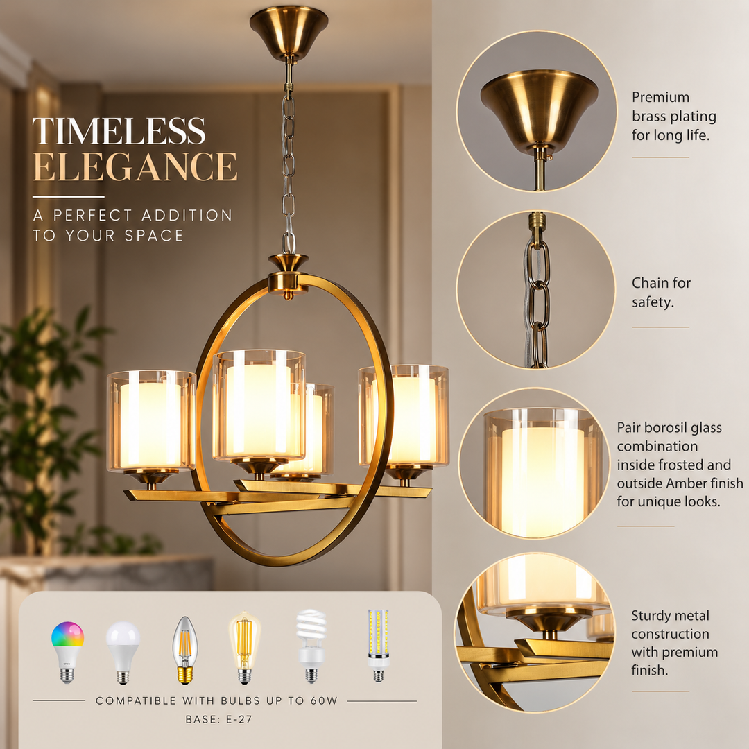 LORENA Five Light Brass Finish Modern Chandelier