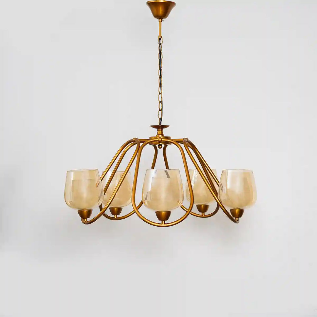 Lorena Five Light Brass Finish Modern Chandelier