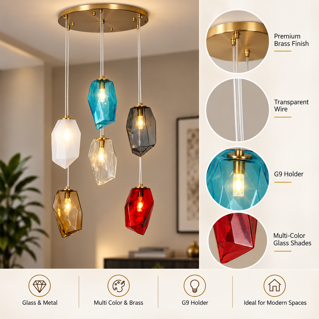 VOGUE Hartwell 6 Light Multi Color Glass Chandelier