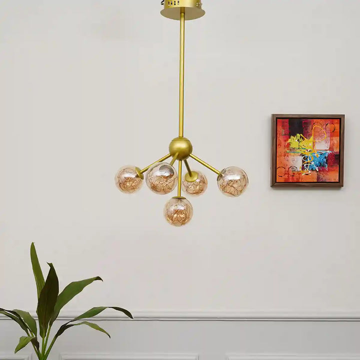 Indra 5-Lights Glass Globe LED Chandelier Light