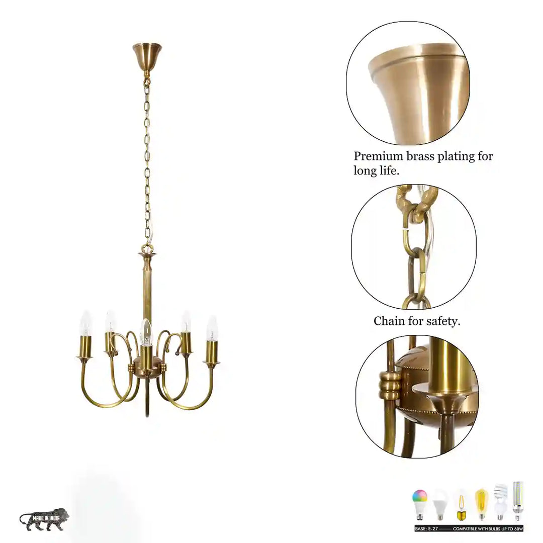 Penn 5 Light Brass Chandelier