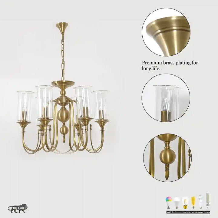 Artisan 6 Light Brass Chandelier